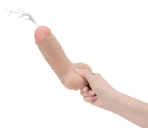 Testicle squeeze style squirting dildo